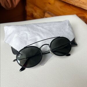 Ray-Ban Black Double Bridge Oval Metal Sunglasses (Polarized!)